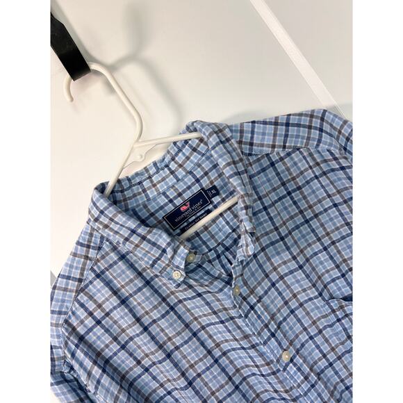 Vineyard Vines Men's Check Linen Classic Fit Linen Button Shirt Blue Size XL - Picture 2 of 10